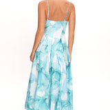 Get My Attention Pleat Waist Maxi Dress Watercolor Green