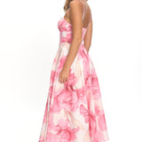 Get My Attention Pleat Waist Maxi Dress Watercolor Pink