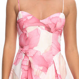 Get My Attention Pleat Waist Maxi Dress Watercolor Pink