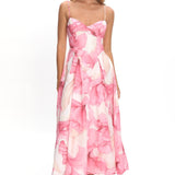 Get My Attention Pleat Waist Maxi Dress Watercolor Pink