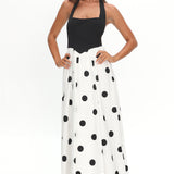 Get My Attention Halterneck Maxi Dress Polka Dot Black