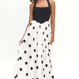 Get My Attention Halterneck Maxi Dress Polka Dot Black