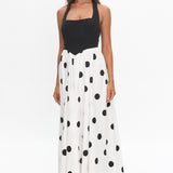 Get My Attention Halterneck Maxi Dress Polka Dot Black