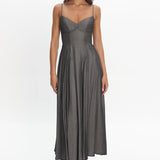Take It All Cami Strap Midi Dress Charcoal