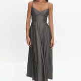 Take It All Cami Strap Midi Dress Charcoal