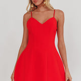 Besos Pearl Hem Mini Dress Red