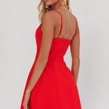 Besos Pearl Hem Mini Dress Red
