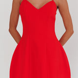 Besos Pearl Hem Mini Dress Red