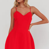 Besos Pearl Hem Mini Dress Red