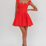 Morning Meadows Button Front Mini Dress Red
