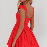 Morning Meadows Button Front Mini Dress Red