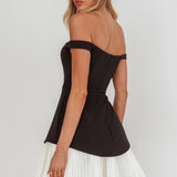 Devoted Love Pleat Hem Mini Dress Contrast Black