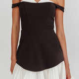 Devoted Love Pleat Hem Mini Dress Contrast Black