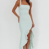 Delighted Asymmetric Hem Maxi Dress Sage
