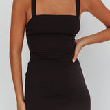 Delighted Asymmetric Hem Maxi Dress Contrast Black