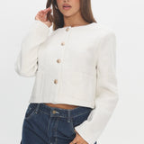 Beverly Hills Cropped Jacket Tweed White