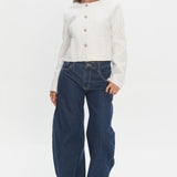 Beverly Hills Cropped Jacket Tweed White