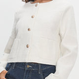 Beverly Hills Cropped Jacket Tweed White