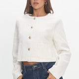 Beverly Hills Cropped Jacket Tweed White