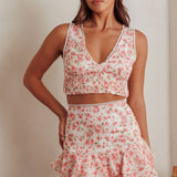 Loveletters High Waist Ruffle Mini Skirt Floral Pink