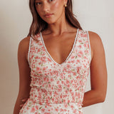 Loveletters Shirred Crop Top Floral Pink