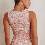 Loveletters Shirred Crop Top Floral Pink