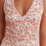 Loveletters Shirred Crop Top Floral Pink
