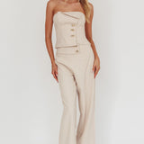 Ishani Hardware Decoration Strapless Top Beige