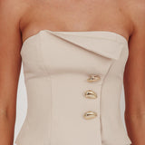 Ishani Hardware Decoration Strapless Top Beige