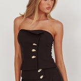 Ishani Hardware Decoration Strapless Top Black