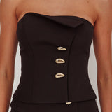 Ishani Hardware Decoration Strapless Top Black