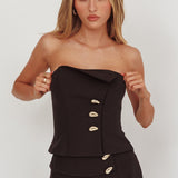 Ishani Hardware Decoration Strapless Top Black