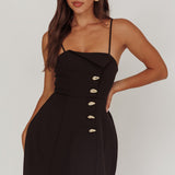 Captivated Button Feature Mini Dress Black