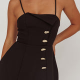 Captivated Button Feature Mini Dress Black