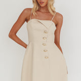 Captivated Button Feature Mini Dress Stone