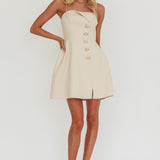 Captivated Button Feature Mini Dress Stone