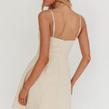 Captivated Button Feature Mini Dress Stone