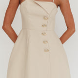 Captivated Button Feature Mini Dress Stone