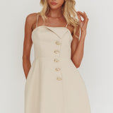 Captivated Button Feature Mini Dress Stone