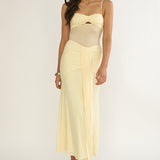 Kamilah Ruched Sheer Waist Maxi Dress Yellow
