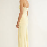 Kamilah Ruched Sheer Waist Maxi Dress Yellow