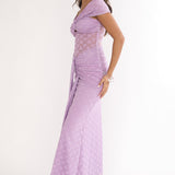 Kamilah Ruched Lace Maxi Dress Lilac