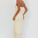 Kamilah Gathered Cascading Ruffle Midi Dress Butter