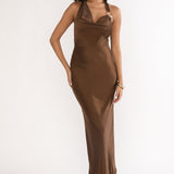 Girl's Night Halterneck Maxi Dress Chocolate