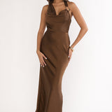 Girl's Night Halterneck Maxi Dress Chocolate