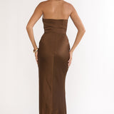 Girl's Night Halterneck Maxi Dress Chocolate