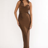 Girl's Night Halterneck Maxi Dress Chocolate