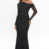 Girl's Night Long Sleeve Mesh Maxi Dress Black