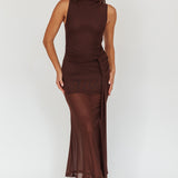 Girl's Night Waist Sash Maxi Dress Chocolate