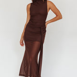 Girl's Night Waist Sash Maxi Dress Chocolate